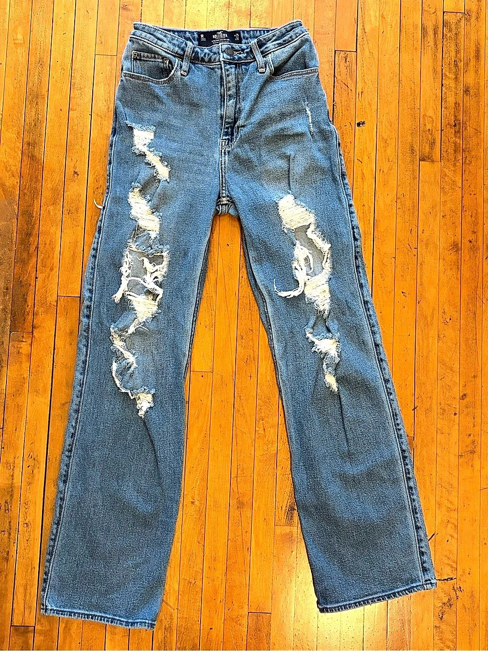 Hollister Ultra High-Rise Dad Jean Wide Leg Jeans Blue Waist 25